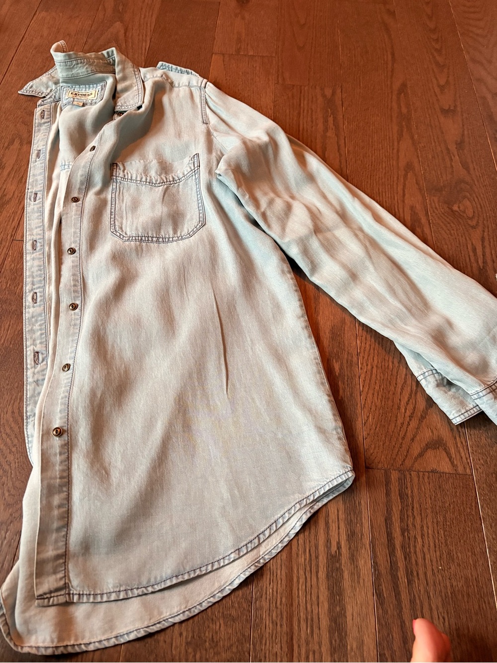 Express Light Blue Denim Button-Down Shirt